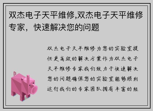 双杰电子天平维修,双杰电子天平维修专家，快速解决您的问题